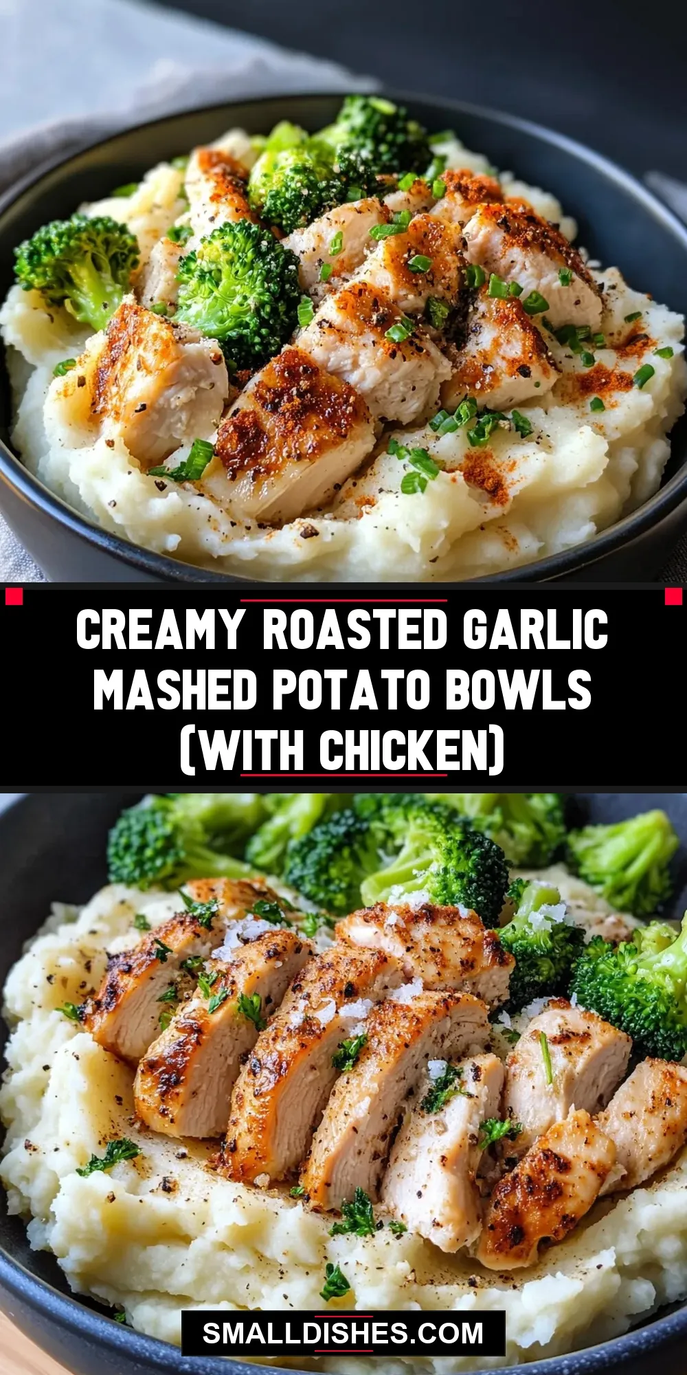 Fresh Creamy Roasted Garlic Mashed Potato Bowls (With Chicken)