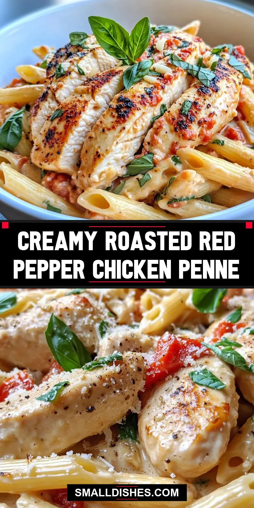 Homemade Creamy Roasted Red Pepper Chicken Penne