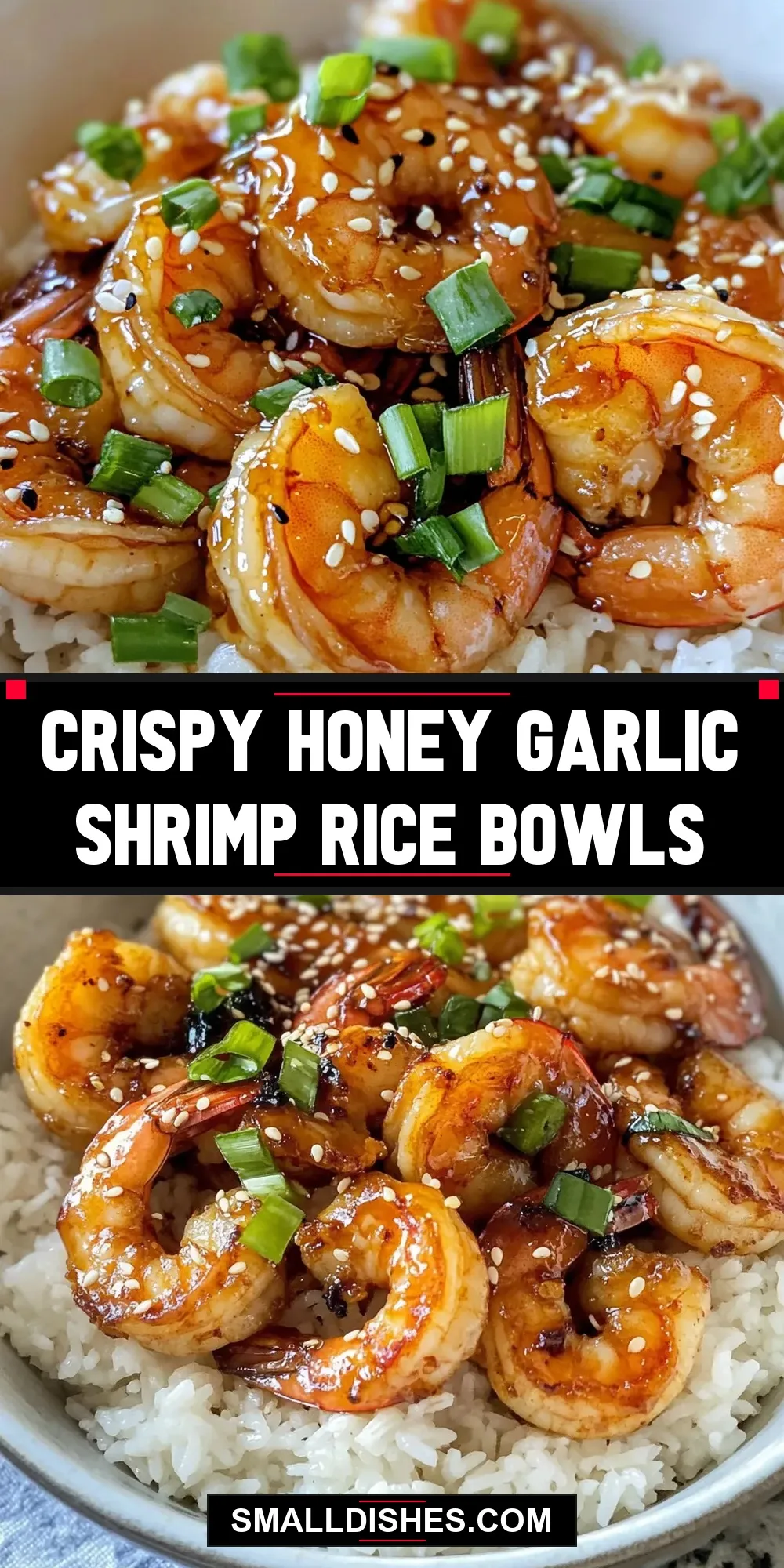 Simple Crispy Honey Garlic Shrimp Rice Bowls