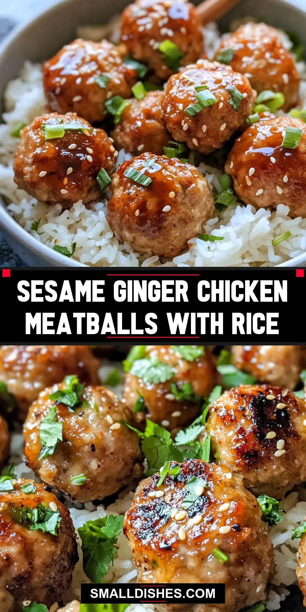 The Best Sesame Ginger Chicken Meatballs With Rice Ever