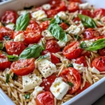 Homemade Baked Feta Tomato Orzo with Fresh Basil photo