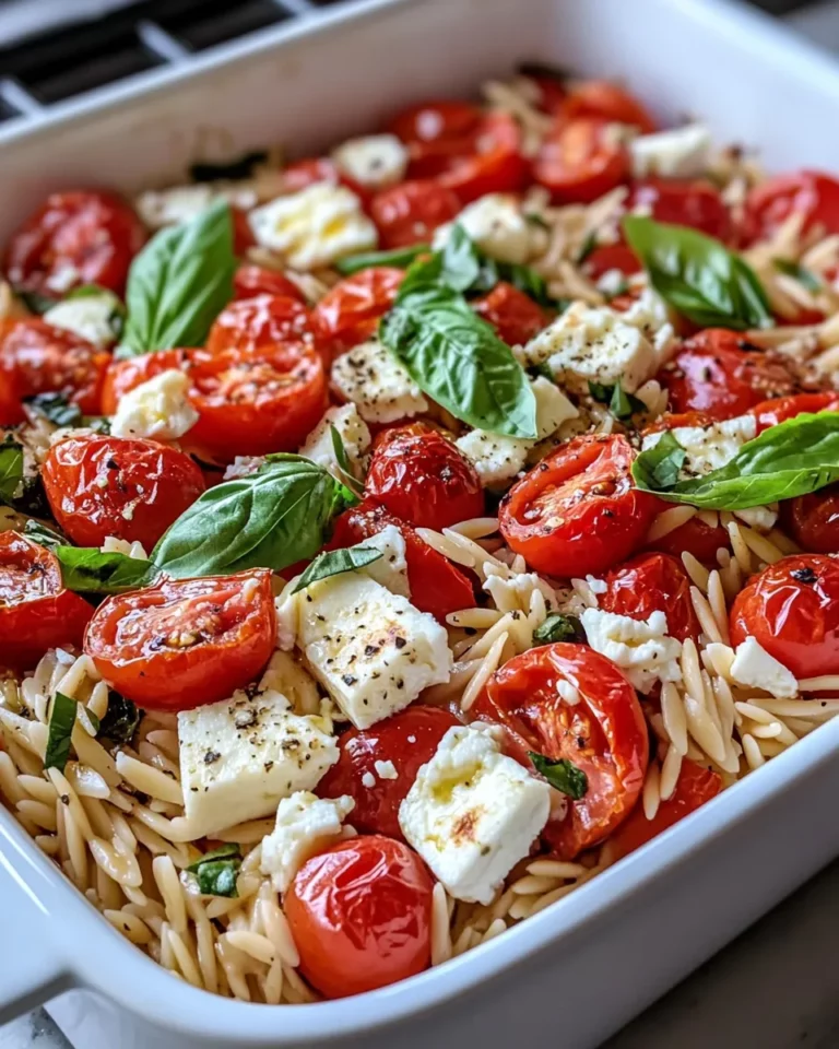 Homemade Baked Feta Tomato Orzo with Fresh Basil photo