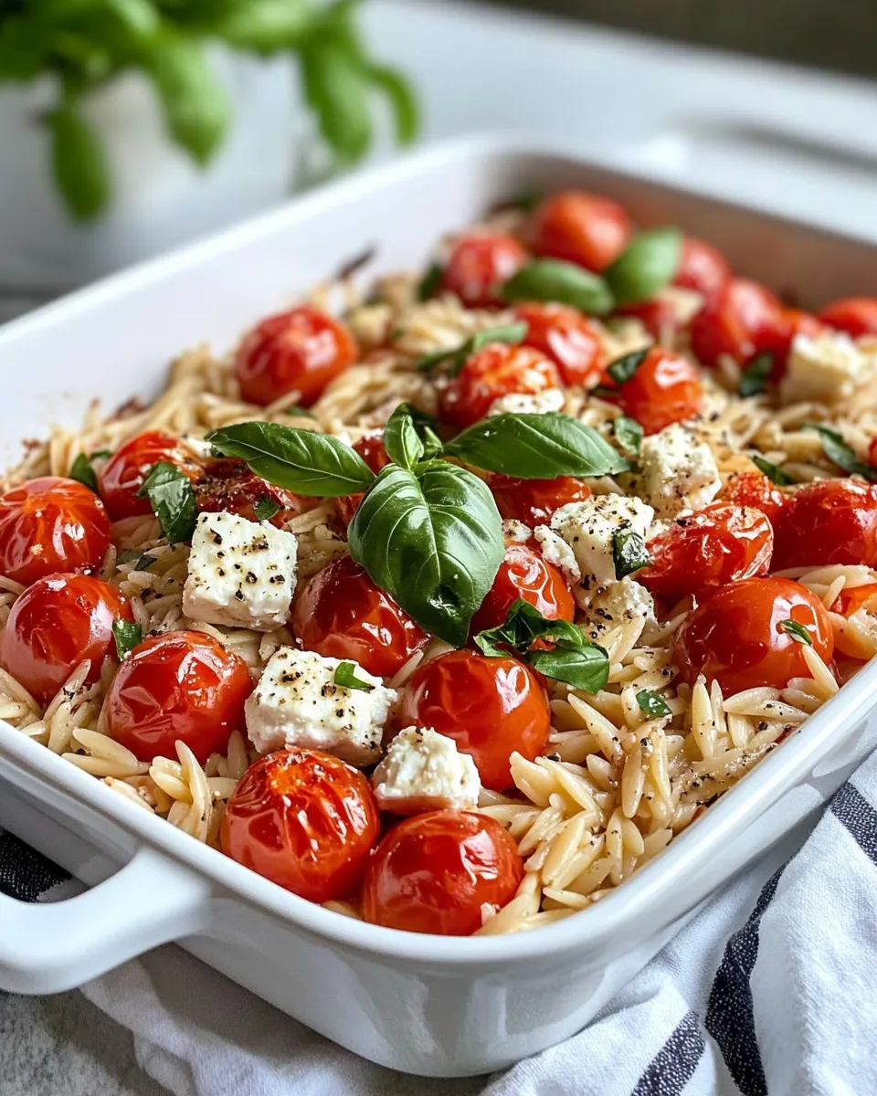 Easy Baked Feta Tomato Orzo with Fresh Basil dish photo