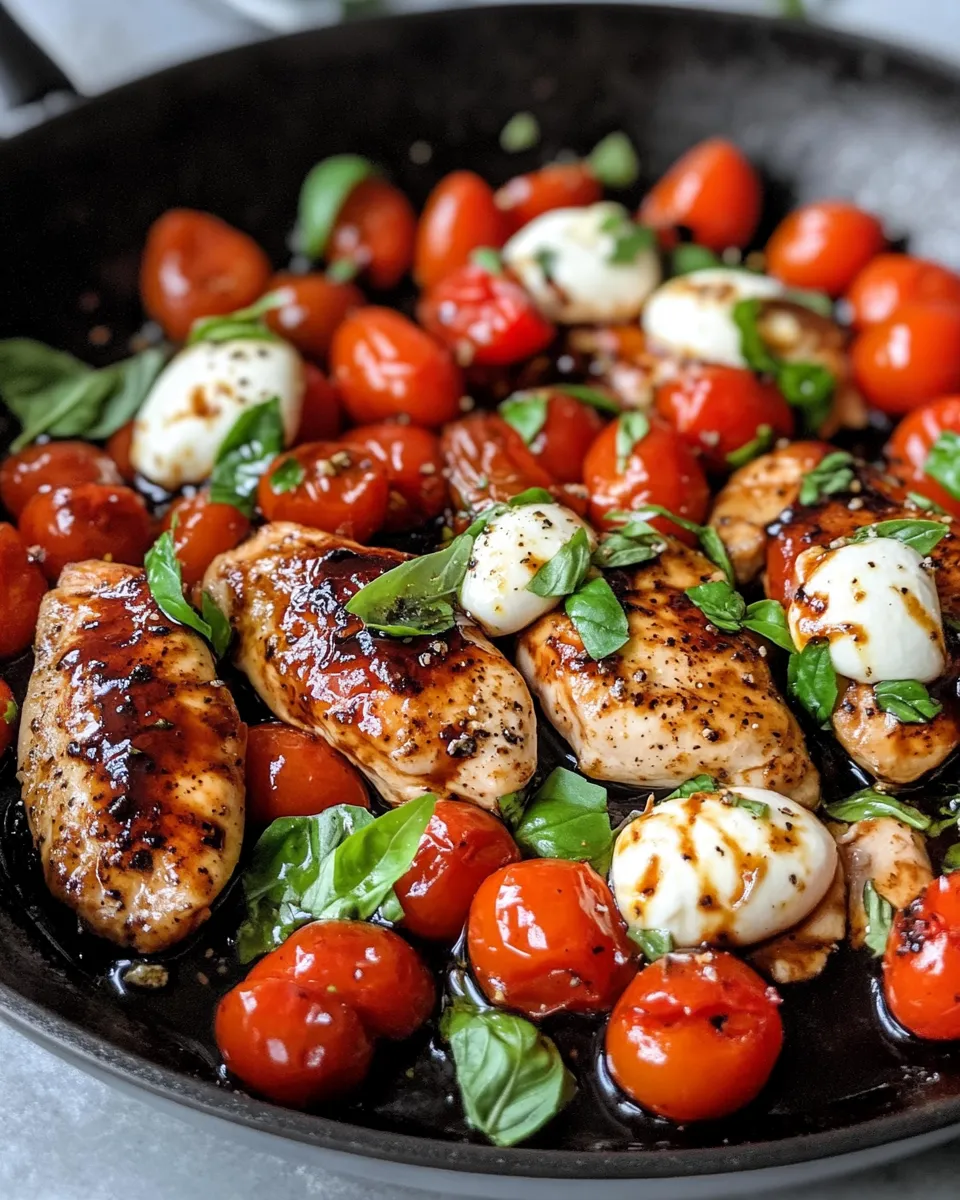 Homemade Balsamic Glazed Chicken Caprese Skillet photo
