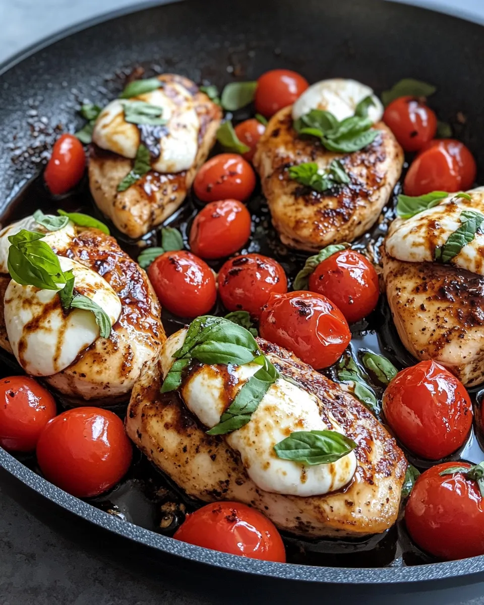 Classic Balsamic Glazed Chicken Caprese Skillet image