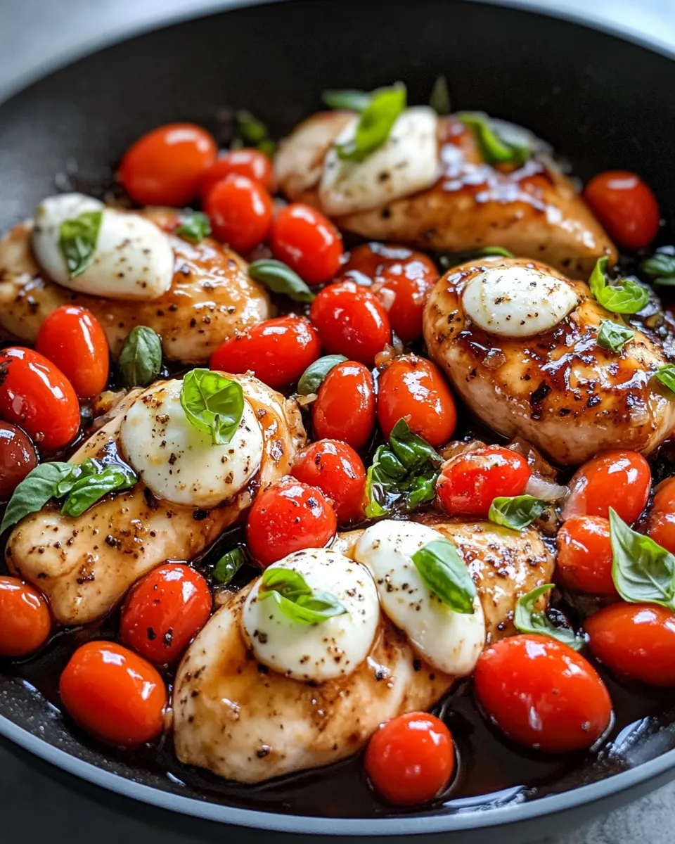 Easy Balsamic Glazed Chicken Caprese Skillet recipe photo