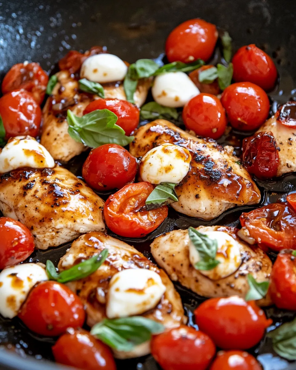 Delicious Balsamic Glazed Chicken Caprese Skillet dish photo