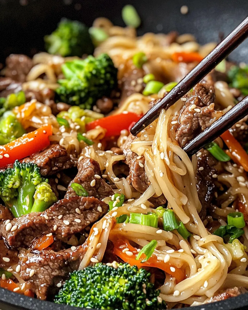Easy Beef Teriyaki Noodles food shot