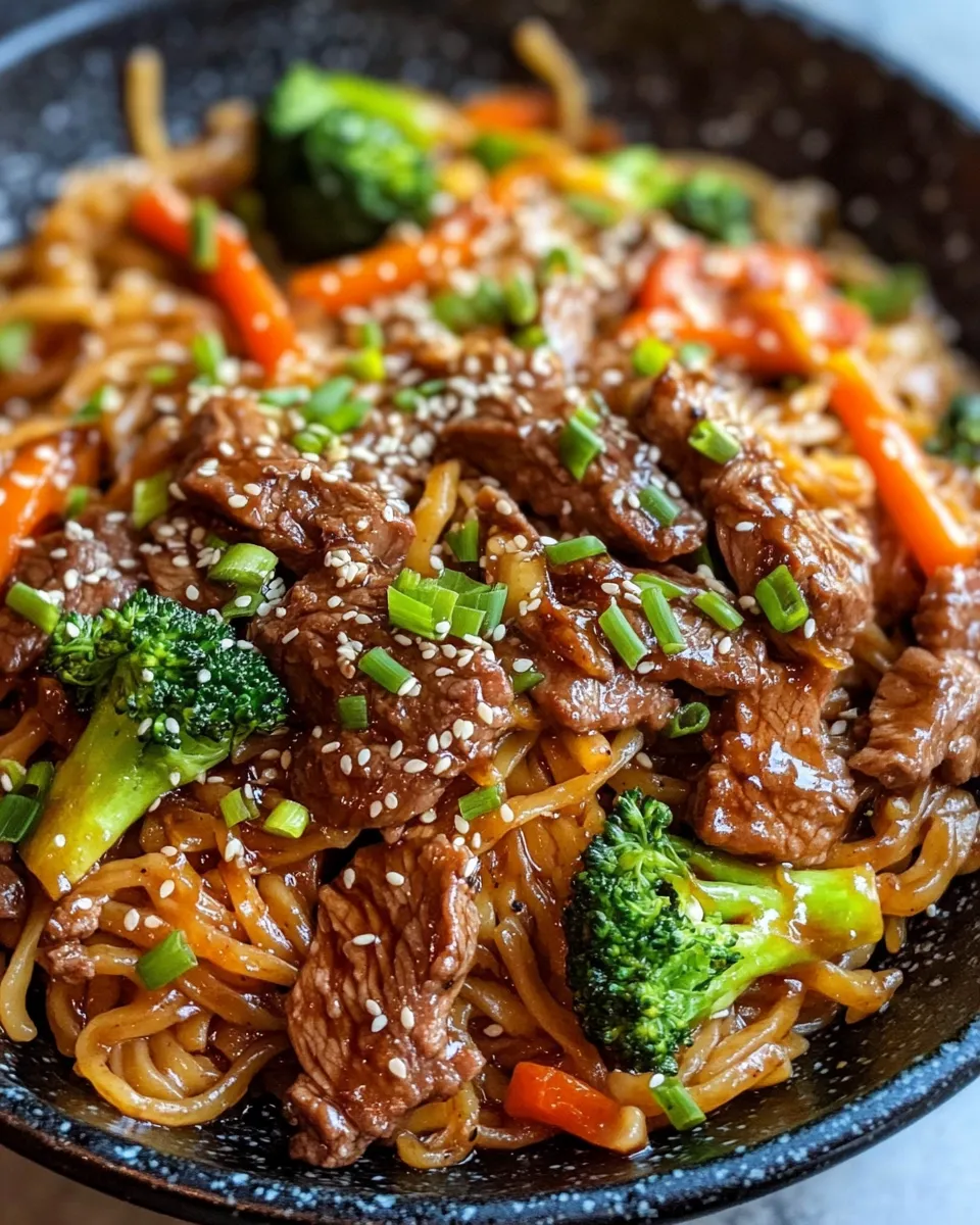 Delicious Beef Teriyaki Noodles plate image