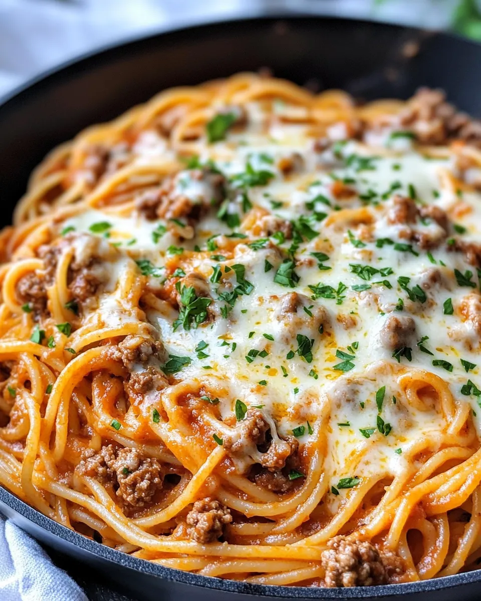 Delicious Cajun Beef Spaghetti with Creamy Three-Cheese Parmesan Sauce dish photo