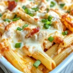 Homemade Cheesy Buffalo Chicken Pasta Bake with Ranch Drizzle photo
