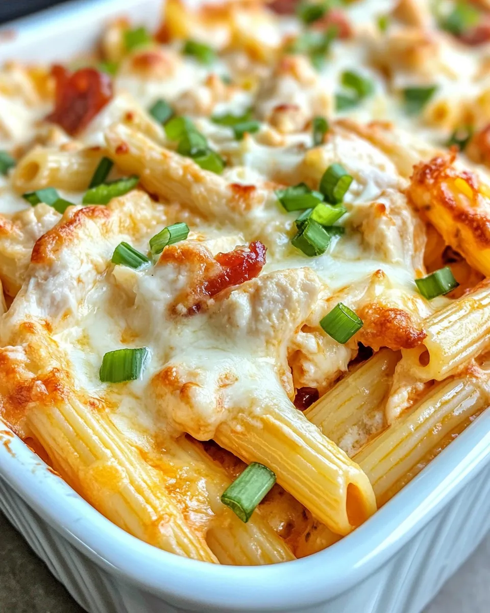 Homemade Cheesy Buffalo Chicken Pasta Bake with Ranch Drizzle photo