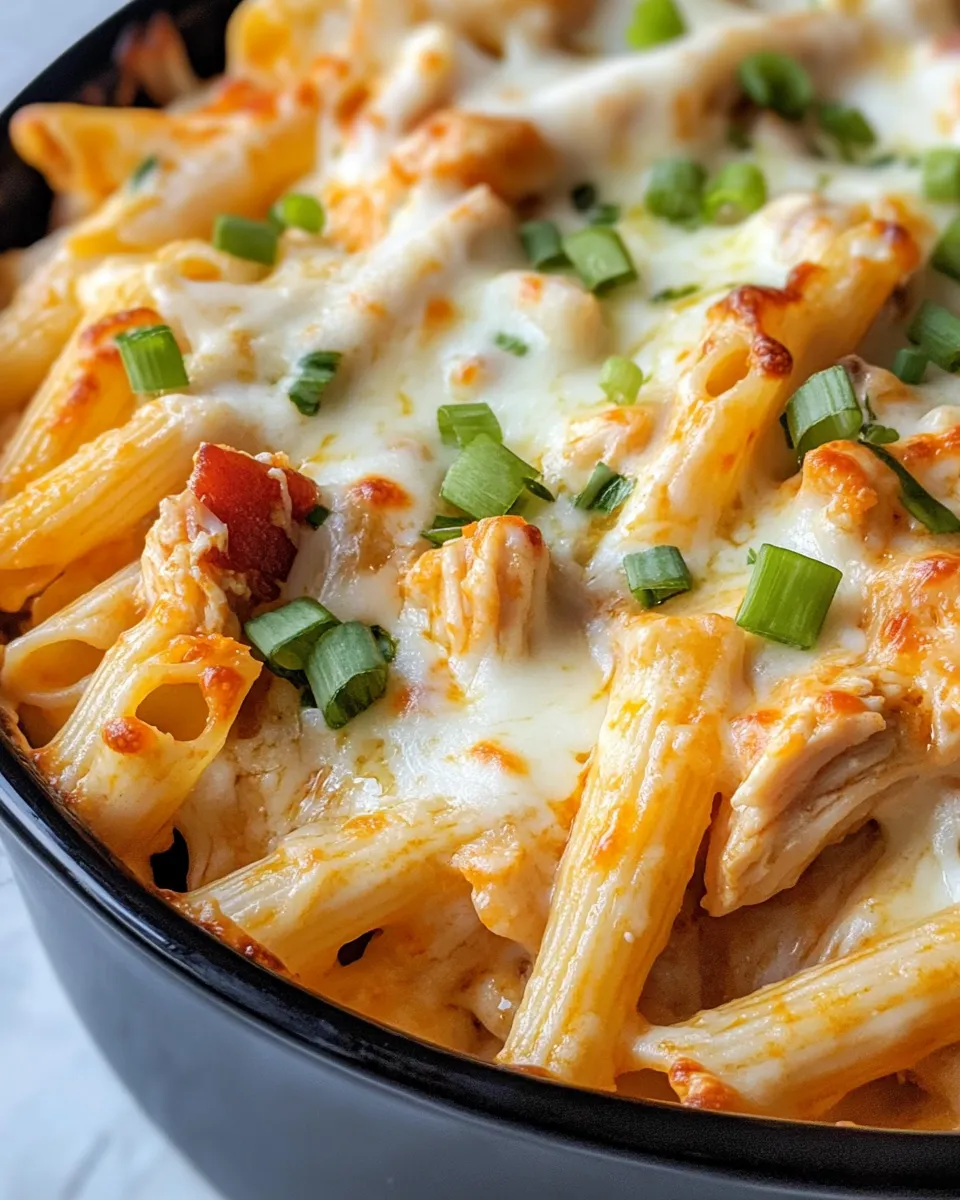 Classic Cheesy Buffalo Chicken Pasta Bake with Ranch Drizzle image