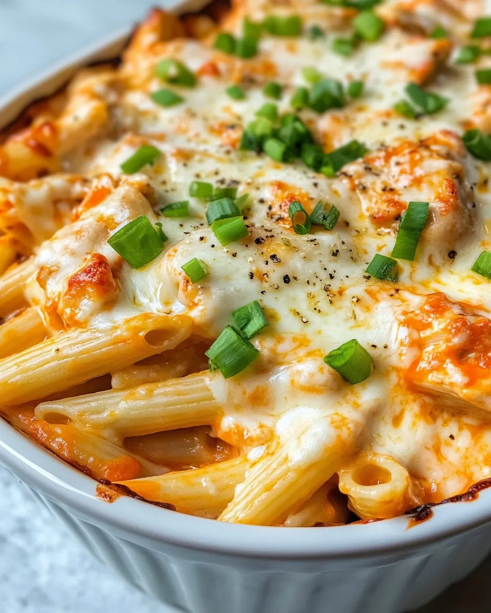 Delicious Cheesy Buffalo Chicken Pasta Bake with Ranch Drizzle dish photo