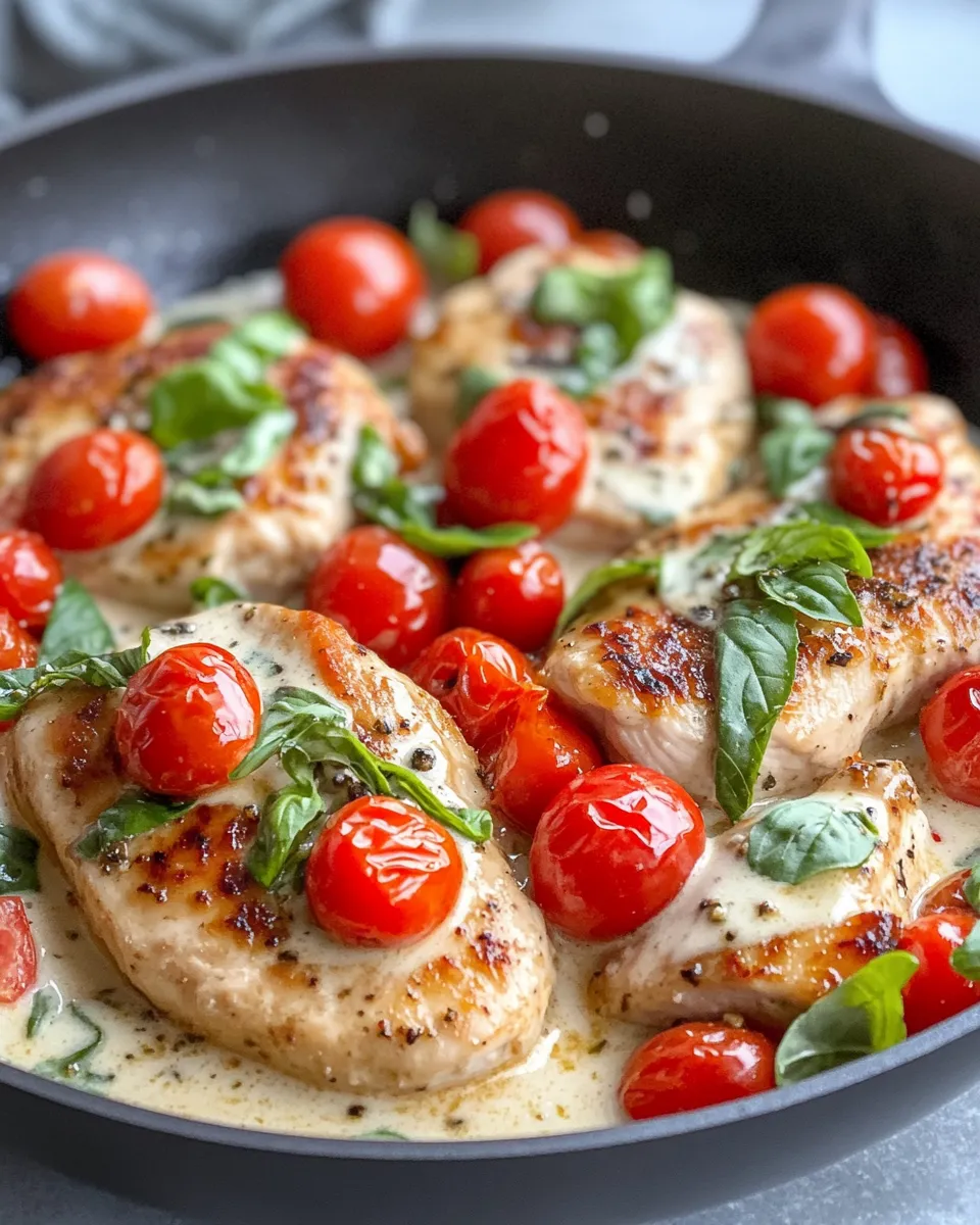Classic Creamy Basil Chicken with Burst Tomatoes image