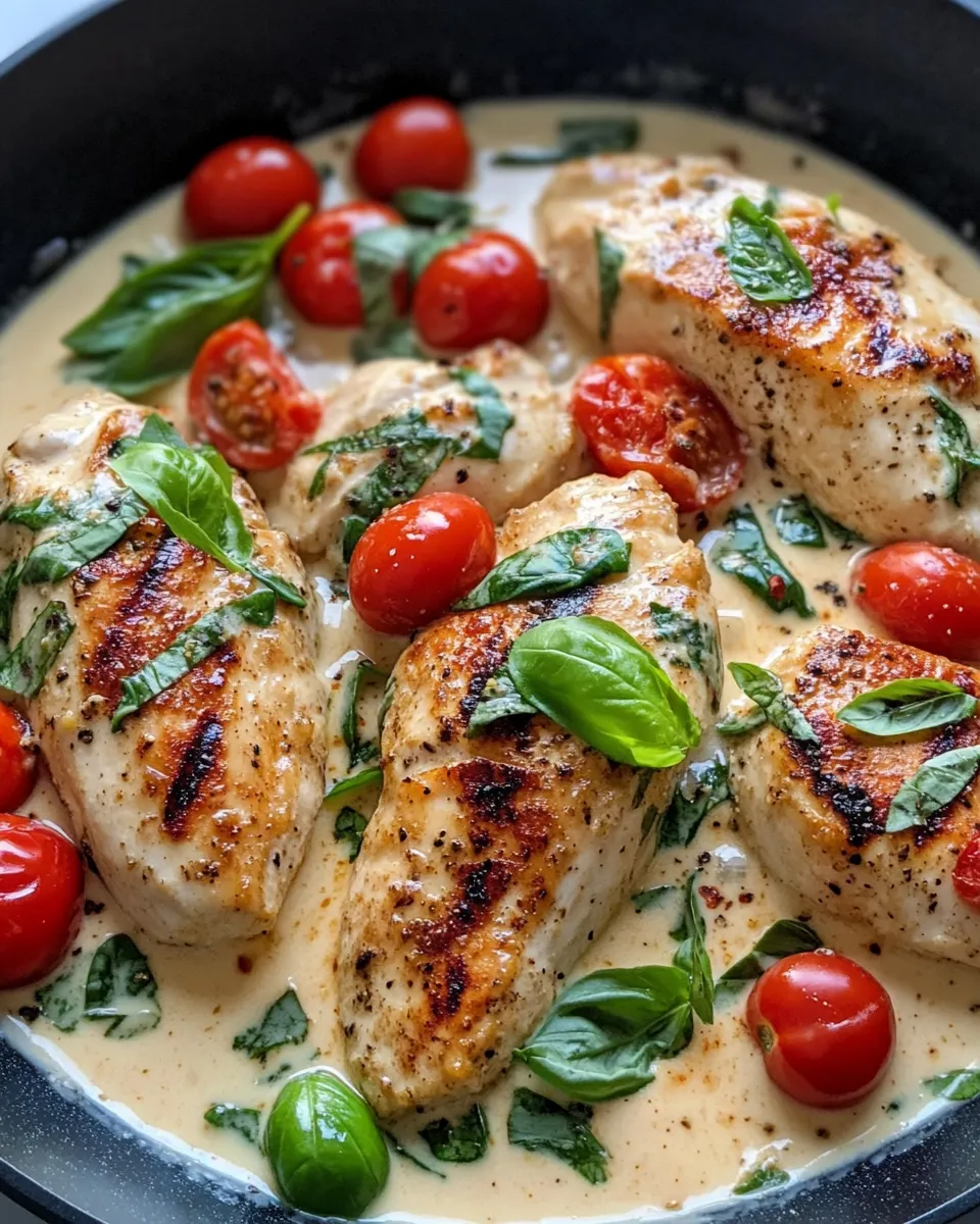 Easy Creamy Basil Chicken with Burst Tomatoes recipe photo
