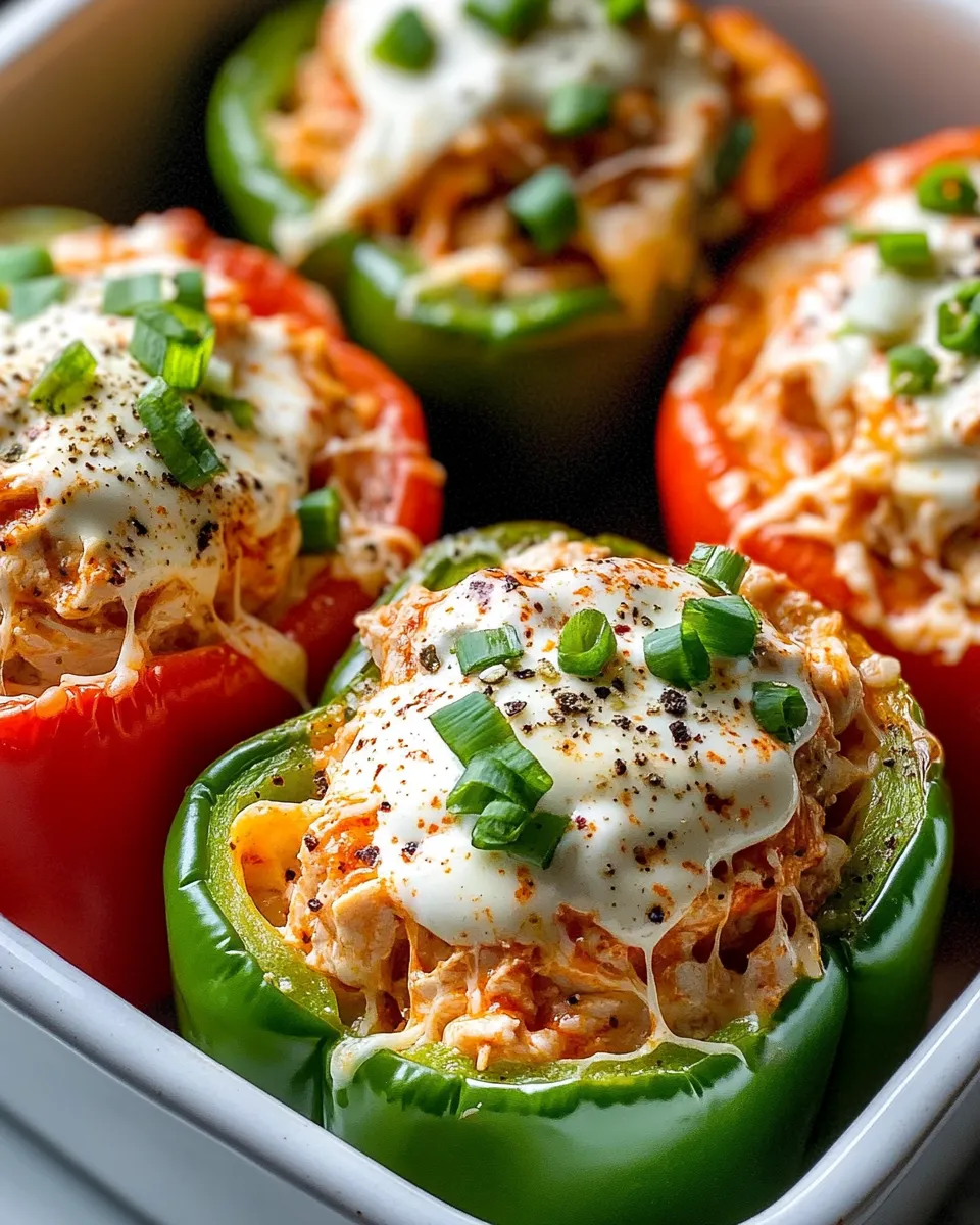 Classic Creamy Buffalo Ranch Chicken Stuffed Peppers image