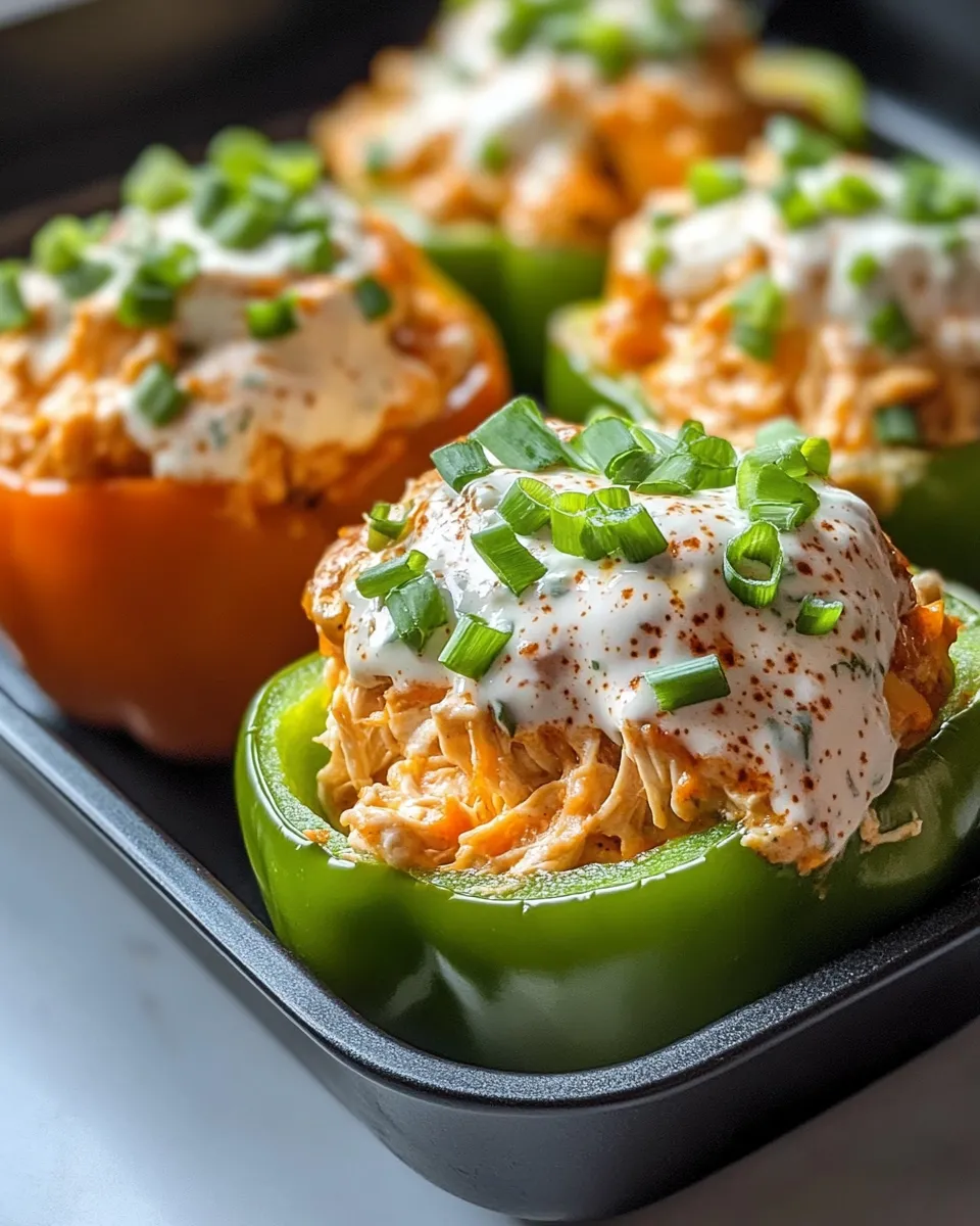 Easy Creamy Buffalo Ranch Chicken Stuffed Peppers recipe photo