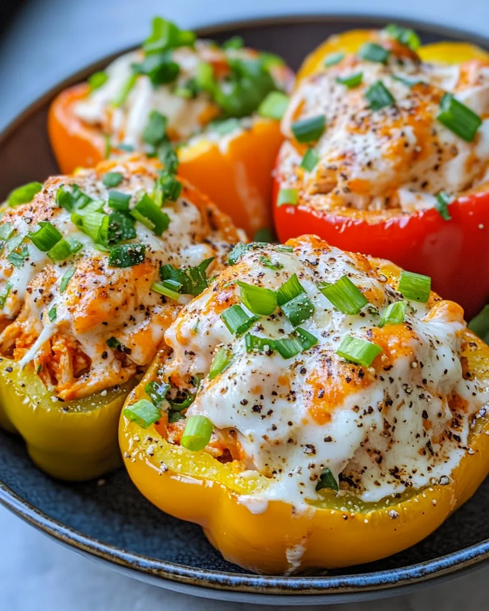 Delicious Creamy Buffalo Ranch Chicken Stuffed Peppers dish photo
