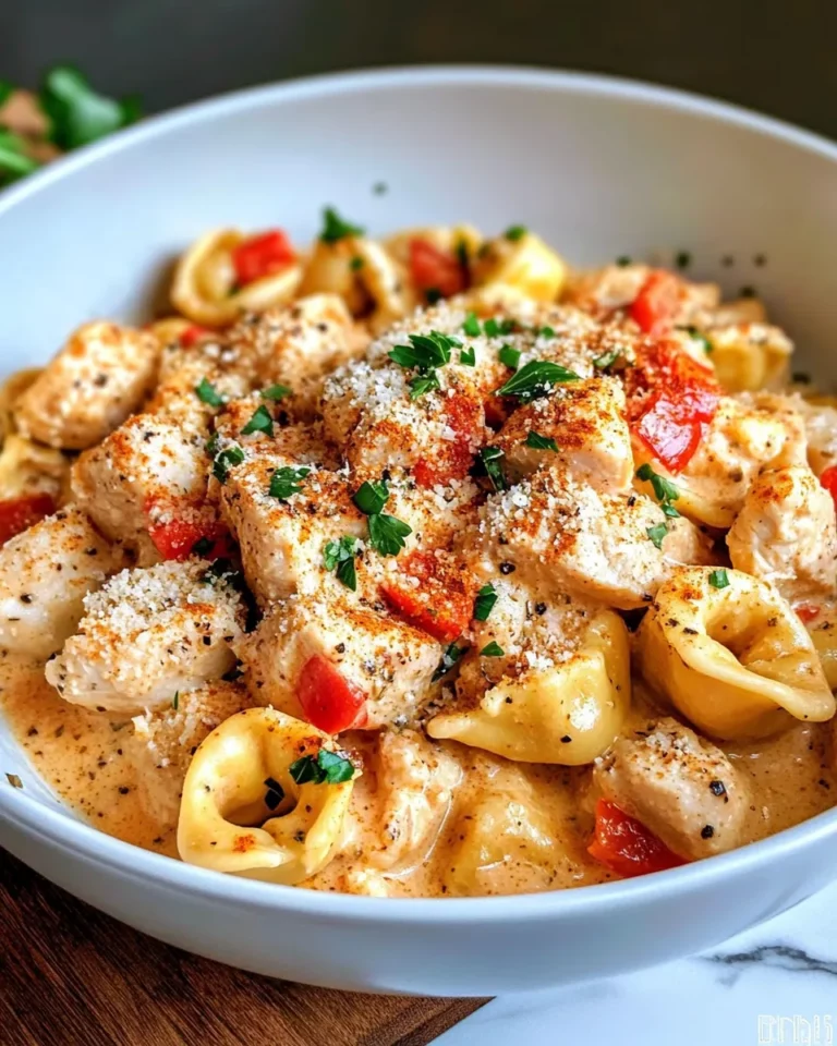 Homemade Creamy Cajun Chicken Tortellini with Roasted Peppers photo