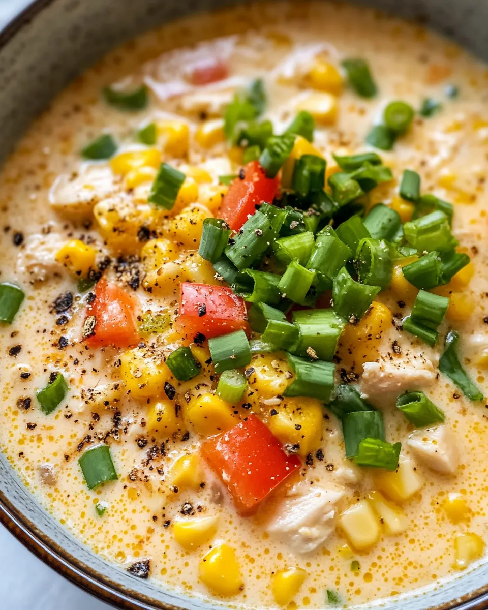 Easy Creamy Cajun Corn Chicken Chowder food shot