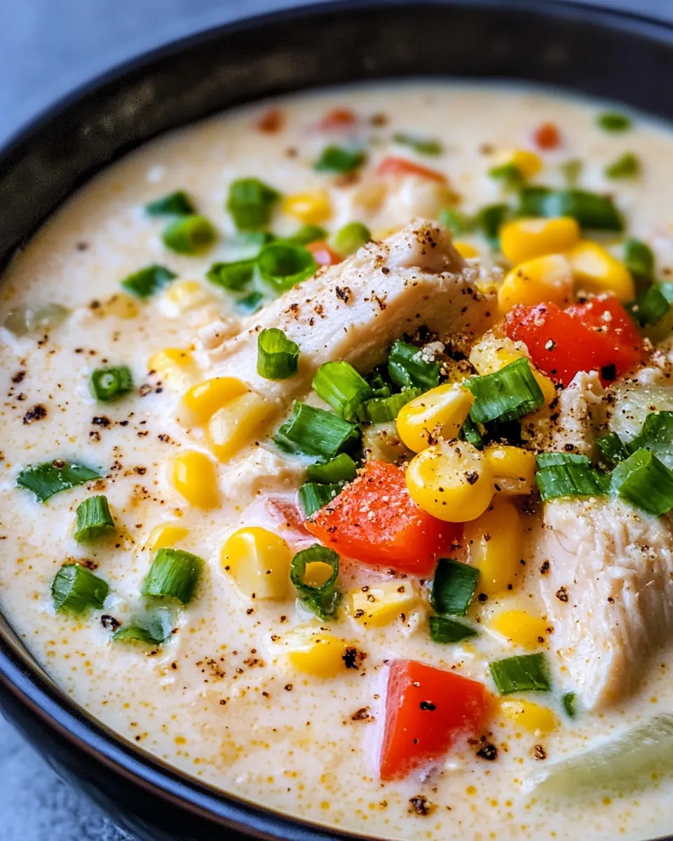 Homemade Creamy Cajun Corn Chicken Chowder recipe image