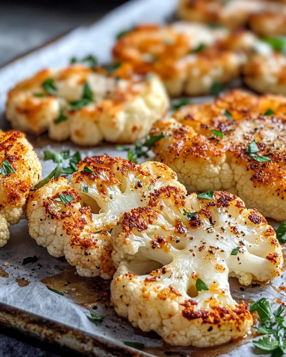 Easy Creamy Garlic Parmesan Cauliflower Steaks food shot