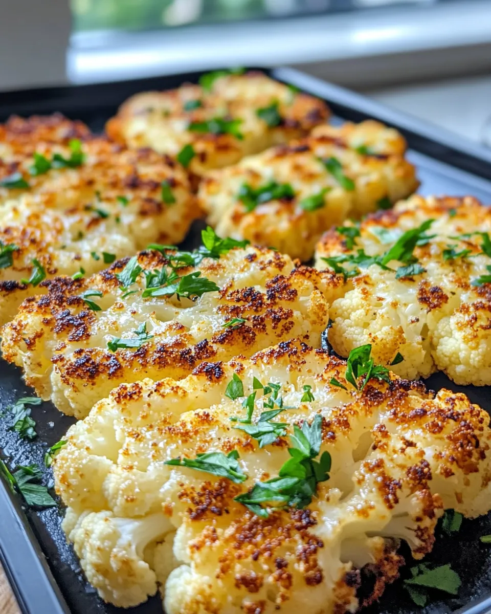 Homemade Creamy Garlic Parmesan Cauliflower Steaks plate image