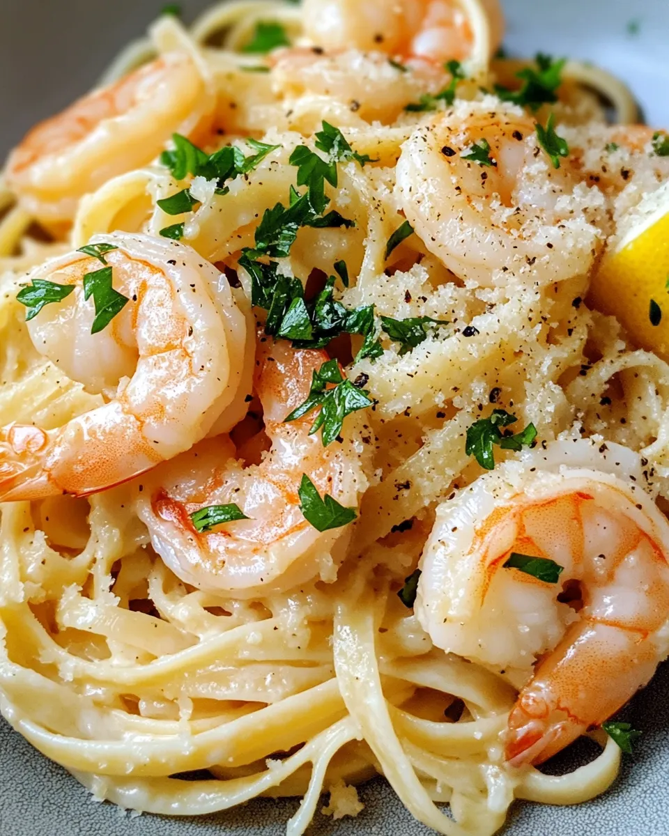 Delicious Creamy Garlic Shrimp Linguine with Lemon Zest image