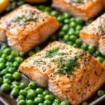 Homemade Creamy Lemon Dill Salmon with Buttered Peas recipe photo