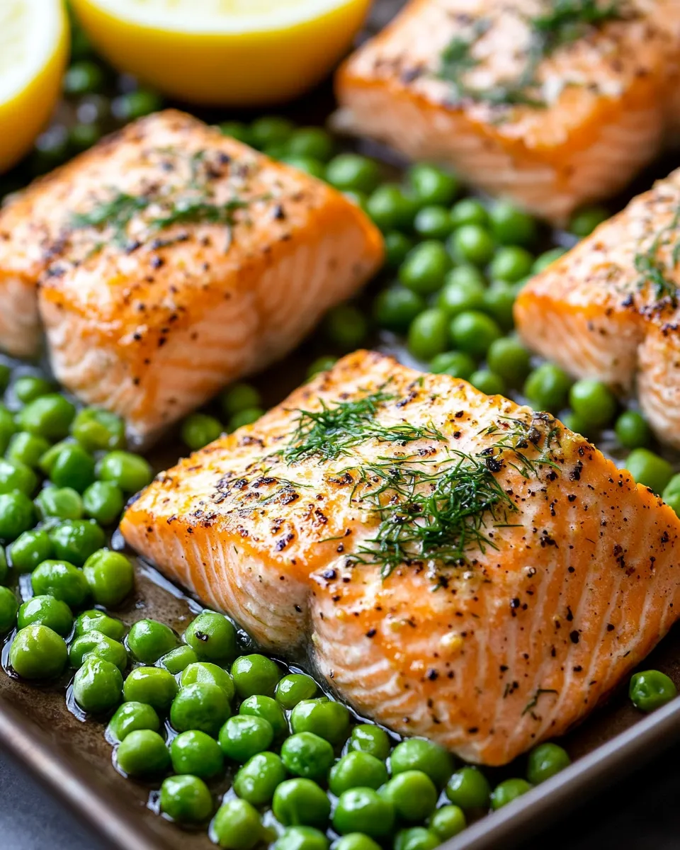 Homemade Creamy Lemon Dill Salmon with Buttered Peas recipe photo