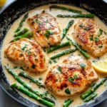 Homemade Creamy Lemon Parmesan Chicken and Asparagus Skillet photo