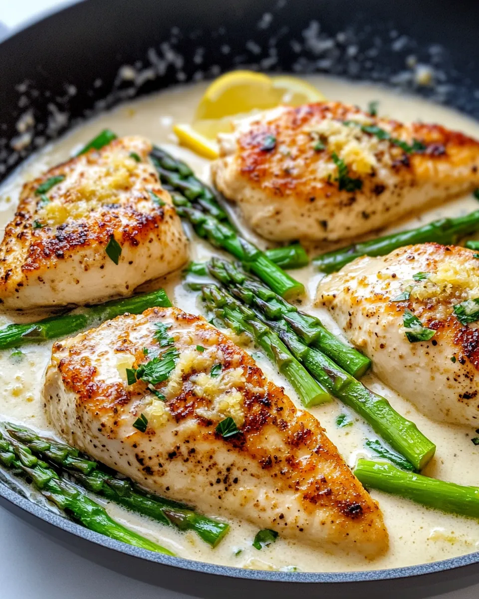 Delicious Creamy Lemon Parmesan Chicken and Asparagus Skillet dish photo