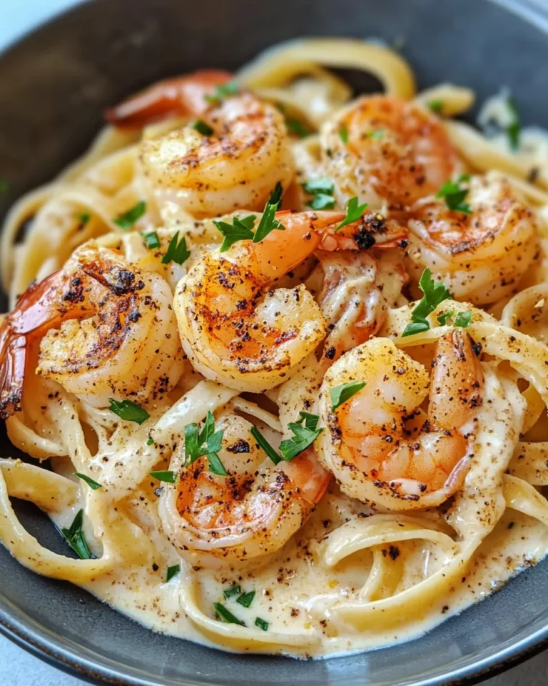 Delicious Creamy Lemon Pepper Alfredo with Blackened Shrimp recipe photo
