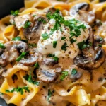 Delicious Creamy Mushroom Stroganoff with Buttered Noodles photo