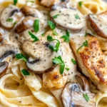Homemade Creamy Parmesan Chicken & Wild Mushroom Fettuccine photo