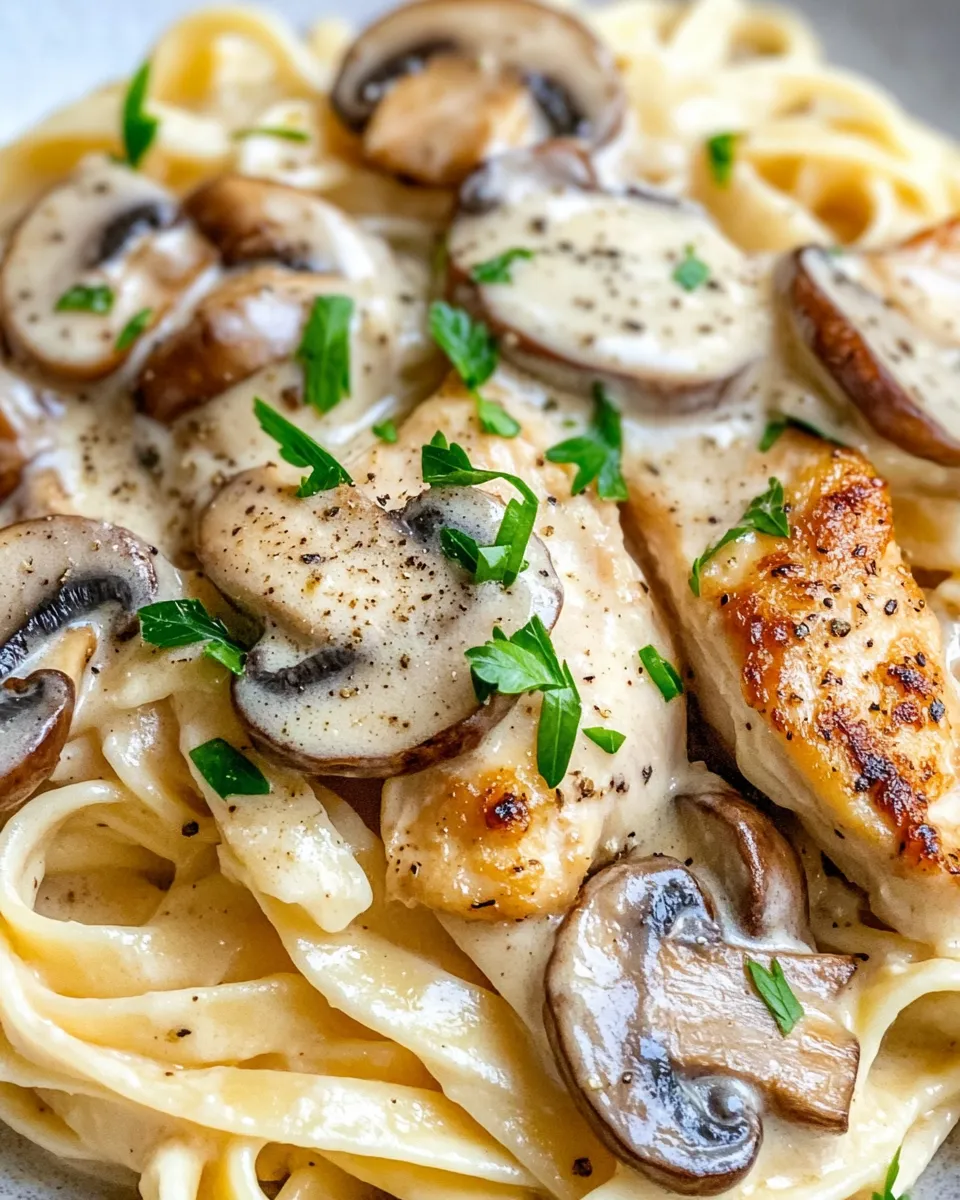 Homemade Creamy Parmesan Chicken & Wild Mushroom Fettuccine photo