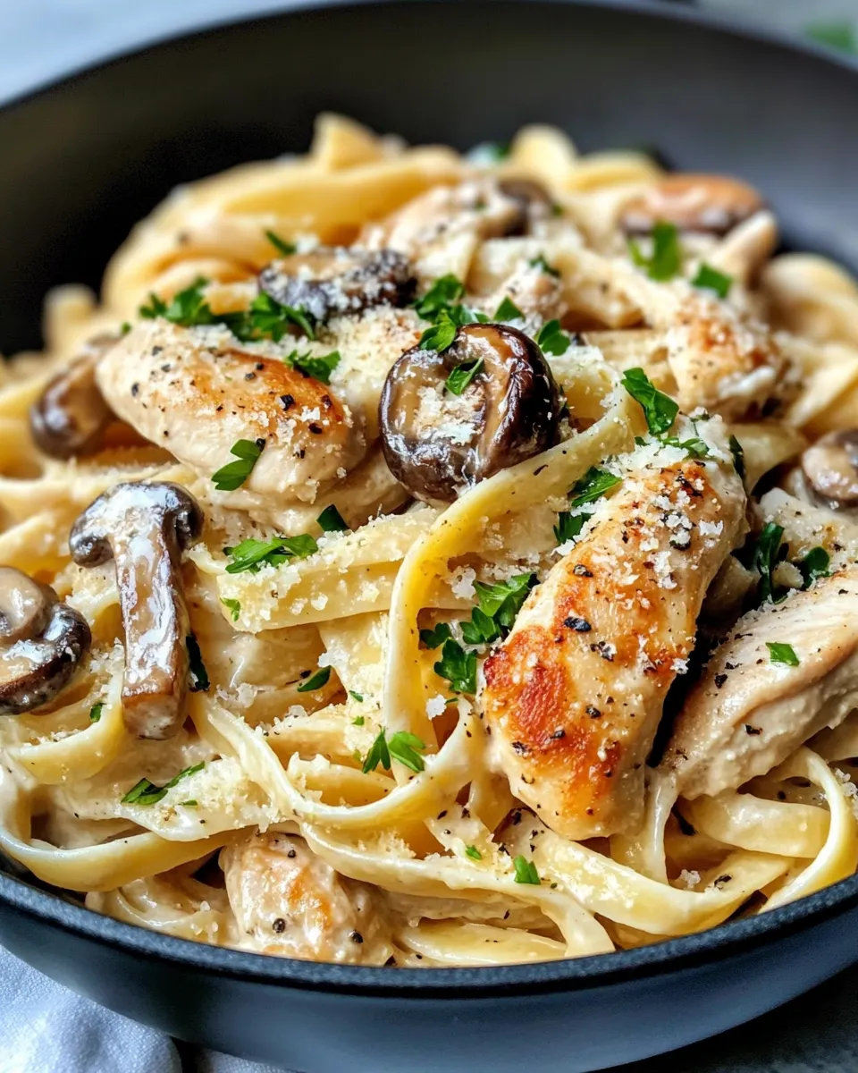 Classic Creamy Parmesan Chicken & Wild Mushroom Fettuccine recipe image