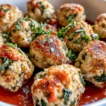 Homemade Creamy Parmesan Spinach Chicken Meatballs photo
