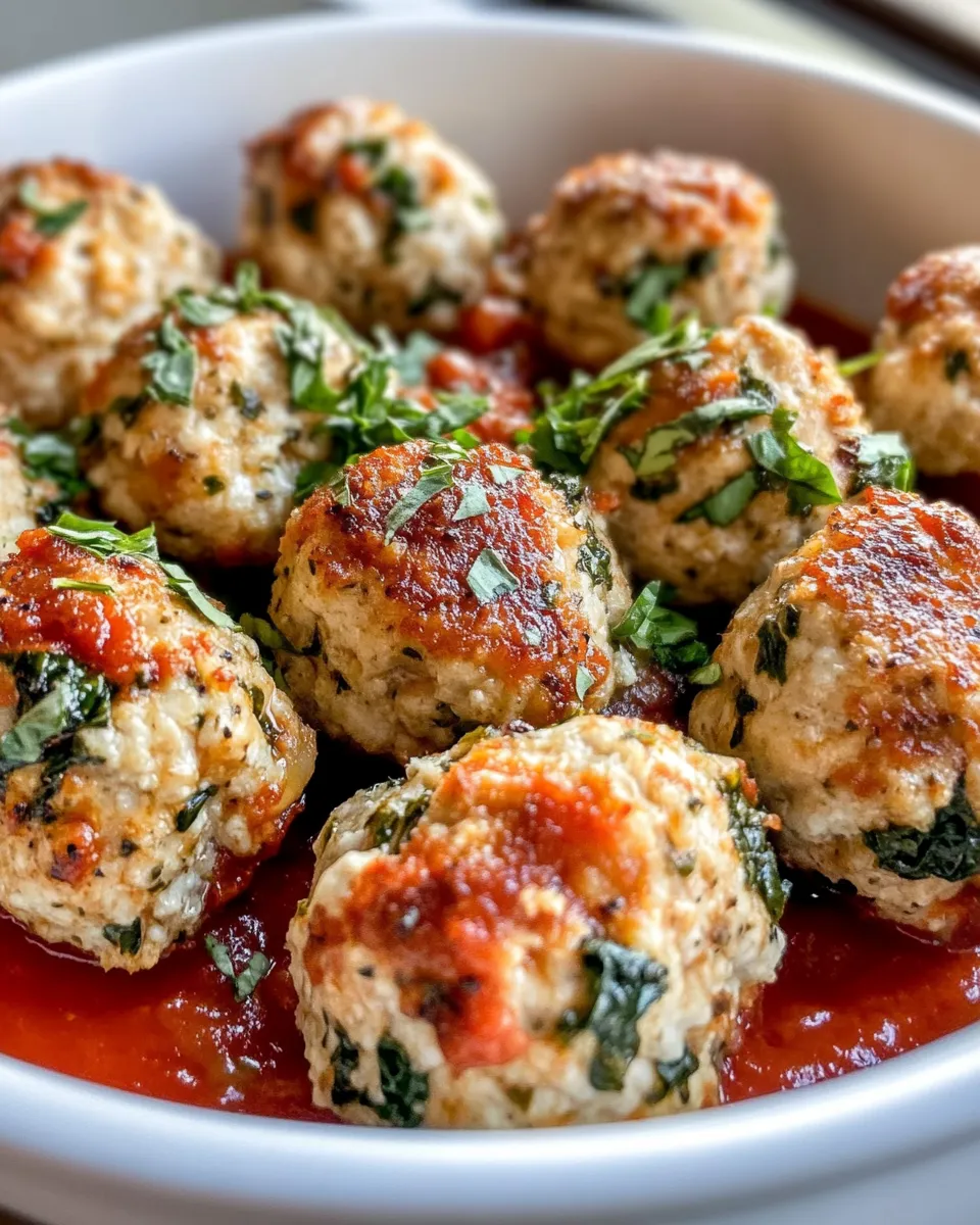 Homemade Creamy Parmesan Spinach Chicken Meatballs photo