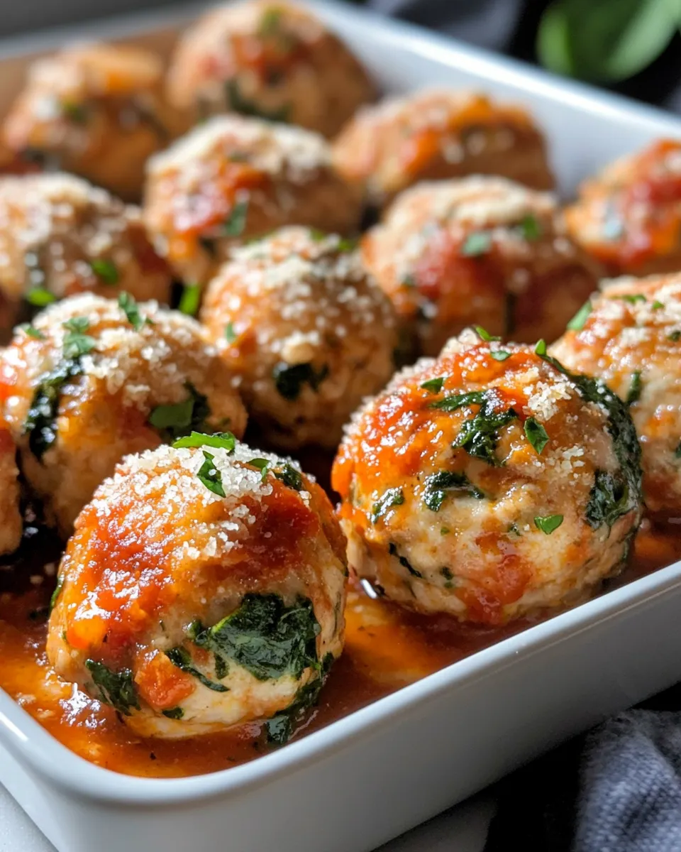 Classic Creamy Parmesan Spinach Chicken Meatballs image