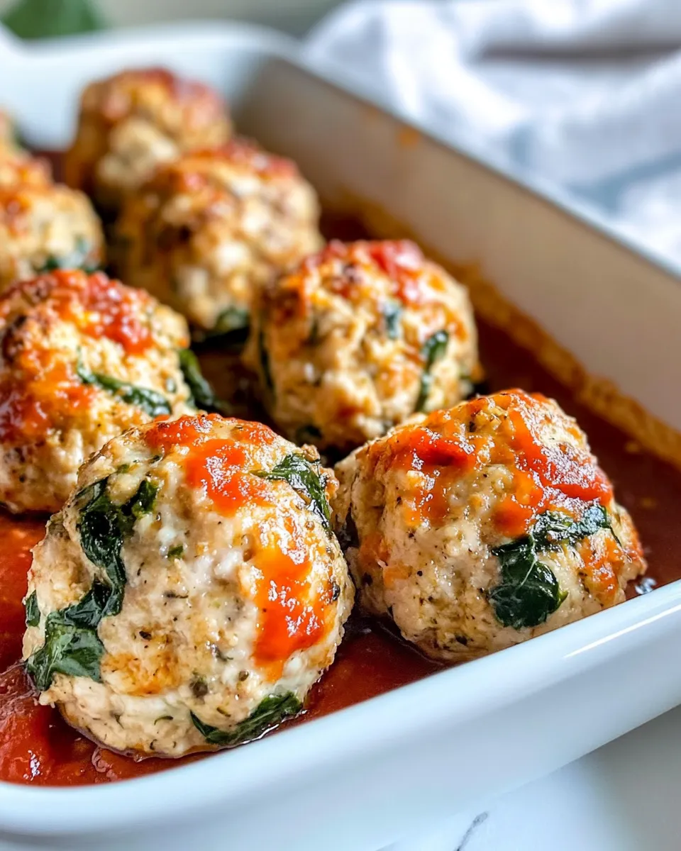 Easy Creamy Parmesan Spinach Chicken Meatballs recipe photo