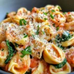 Homemade Creamy Parmesan Tomato Tortellini with Spinach recipe photo