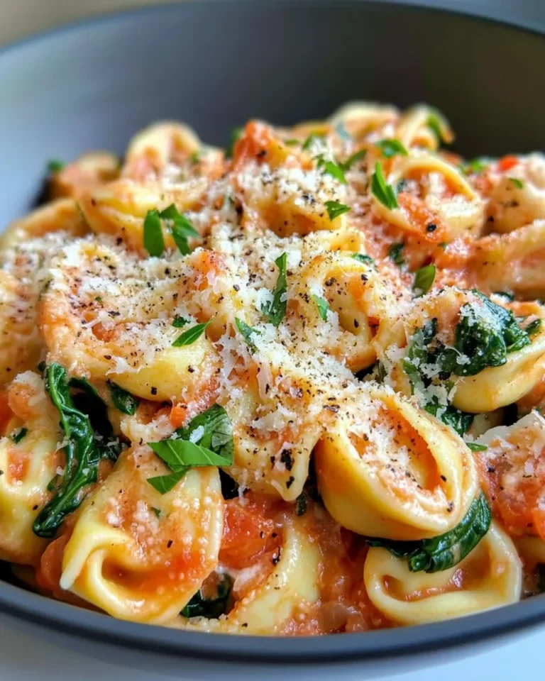 Homemade Creamy Parmesan Tomato Tortellini with Spinach recipe photo