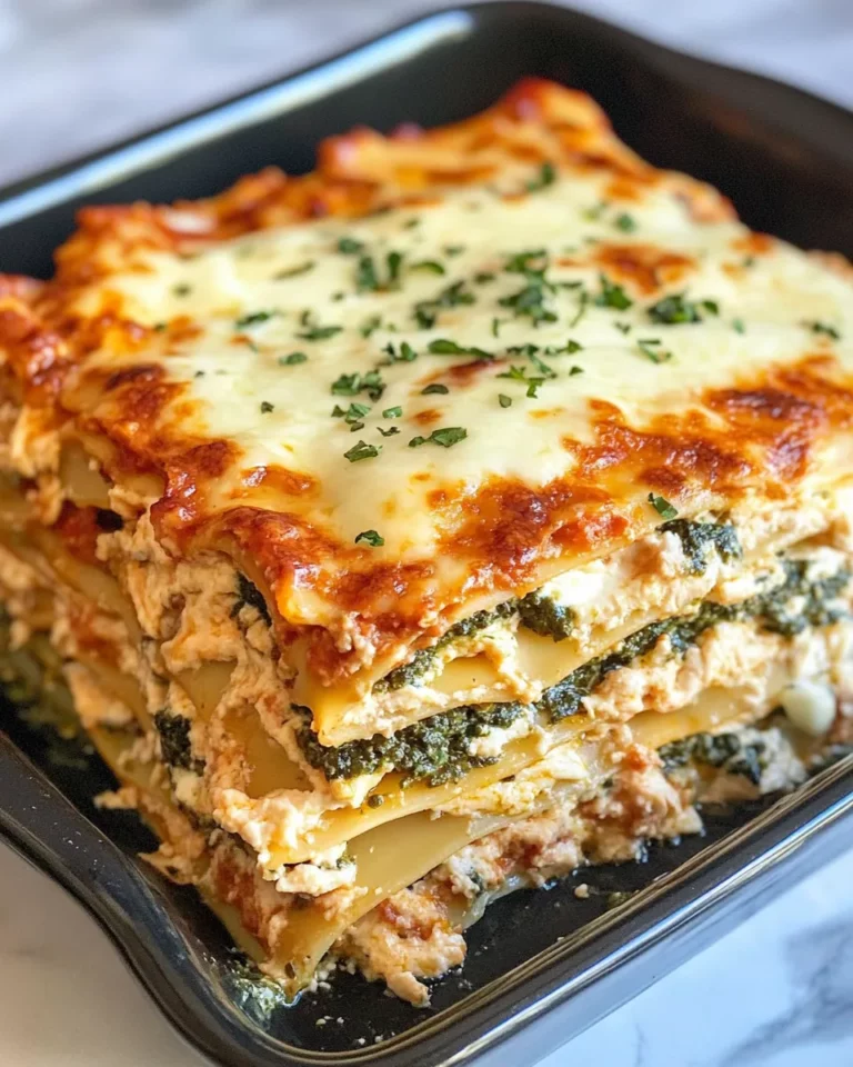 Homemade Creamy Pesto Chicken Lasagna with Spinach recipe photo