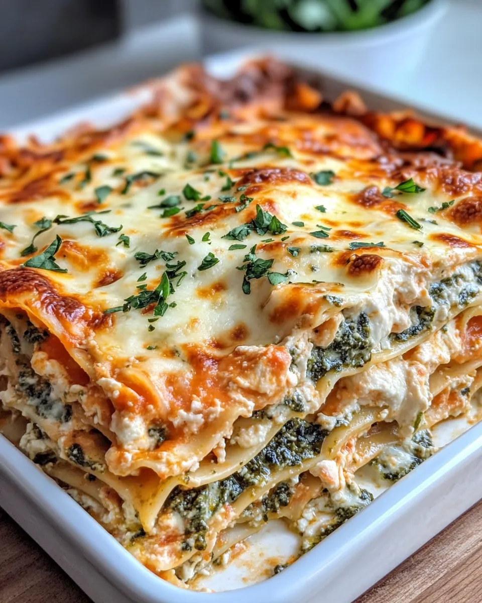 Delicious Creamy Pesto Chicken Lasagna with Spinach image