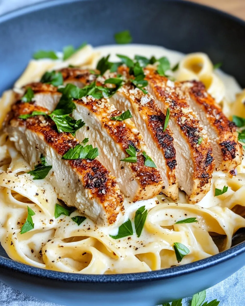 Homemade Creamy Roasted Garlic Alfredo with Blackened Chicken recipe photo