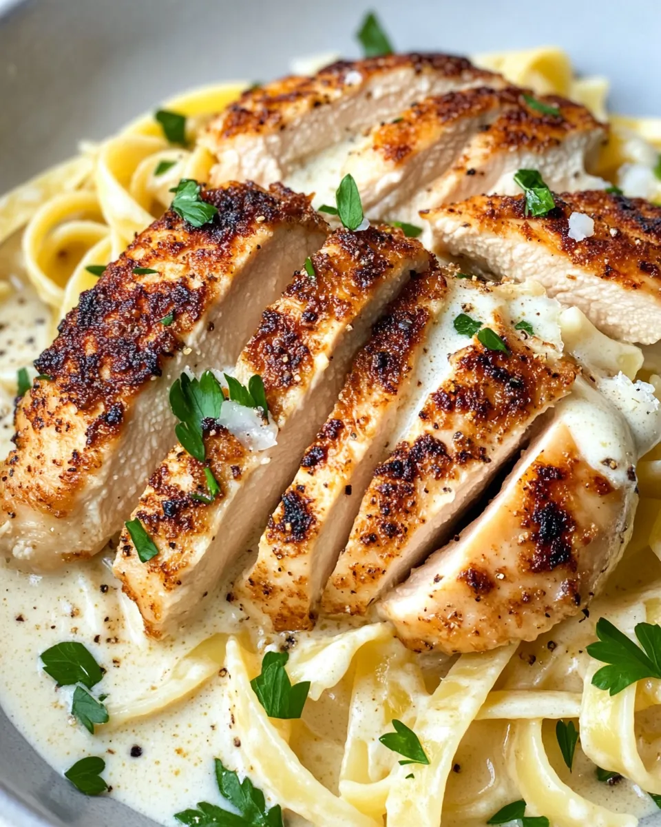 Classic Creamy Roasted Garlic Alfredo with Blackened Chicken dish photo