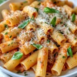 Homemade Creamy Roasted Red Pepper Rigatoni with Italian Herbs recipe photo