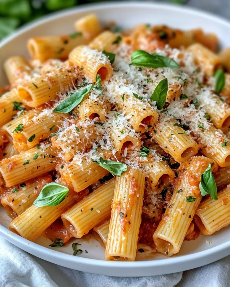 Homemade Creamy Roasted Red Pepper Rigatoni with Italian Herbs recipe photo